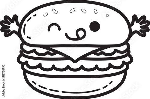 Coloring pages of fast food items illustration.
