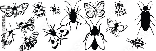 Black color bee silhouette icon. Bee icons. Vector illustration eps 10