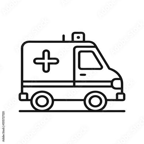 Ambulance outline icon, ambulance car vector illustration
