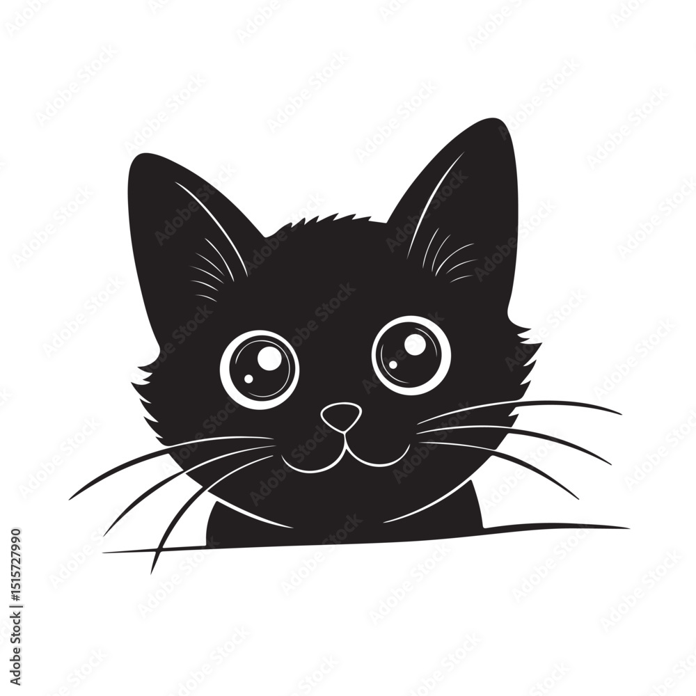 Adorable Black Kitten with Big Eyes and Whiskers Peeking Adorable Black Kitten with Big Eyes and Whiskers Peeking
