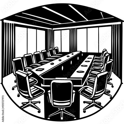 Modern conference room meeting table chairs illustration