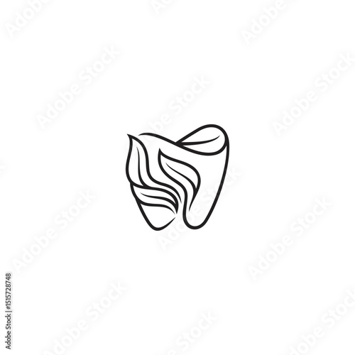 healthy teeth logo with combination of leaf elements in flat design
