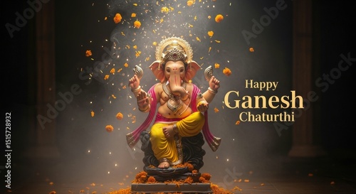 Happy ganesh chaturthi ganesha festival celebration hindu god india tradition