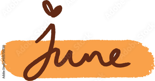 Handwritten "June" text with heart detail