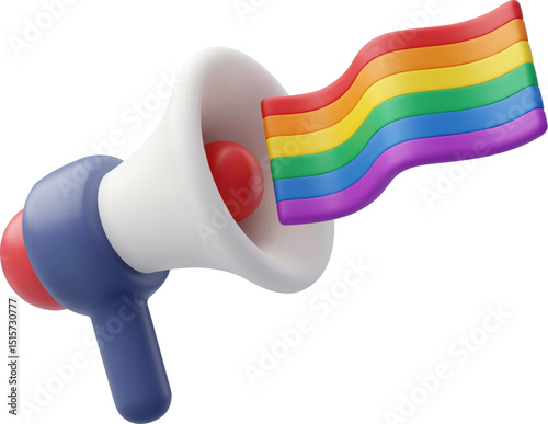 3d Vector LGBT megaphone with rainbow, LGBT Pride month or pride day concept.