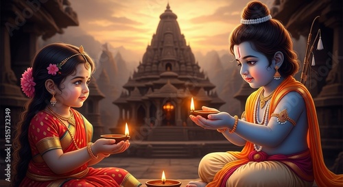 Ram navami festival india hinduism celebration children diya temple tradition