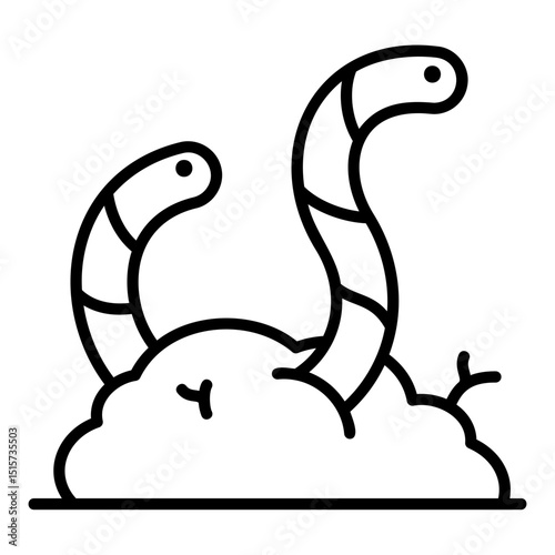 Earthworm icon crawling on a clod of soil