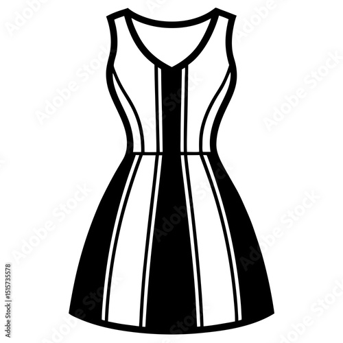 Black and white striped sleeveless dress illustration
