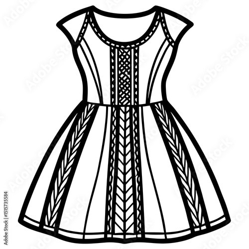 Ornate sleeveless dress fashion design illustration