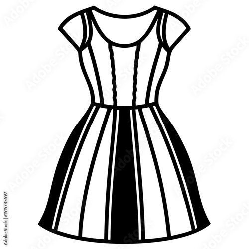 Black and white striped short sleeved dress illustration