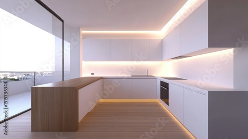 Wallpaper Mural Modern kitchen design with a view of cityscapes. Torontodigital.ca