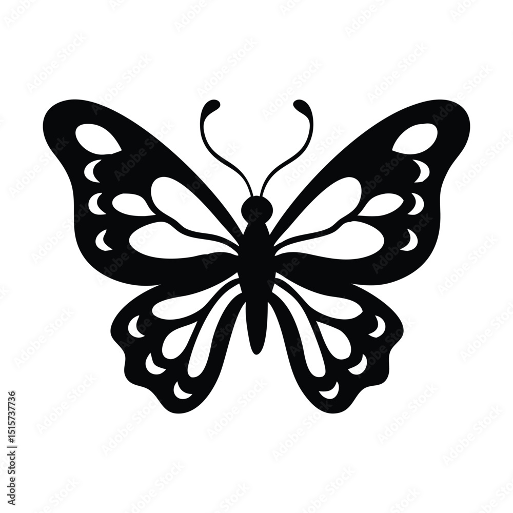 Black and White Butterfly vector silhouette, ai generated Black and White Butterfly vector silhouette, ai generated