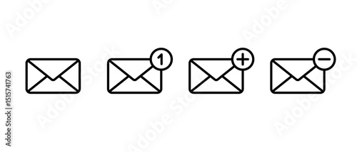 Notification message, add and remove envelope email outline icon