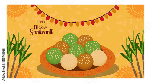 Happy Makar Sankranti Vector Banner Set-02