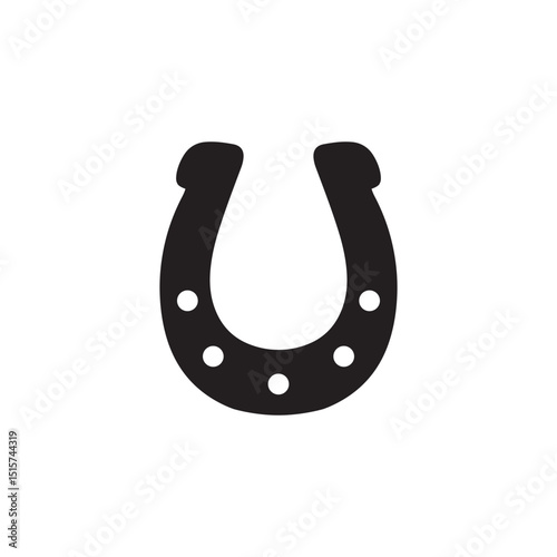 Vector isolated simple horseshoe colorless black outline silhouette symbol 
