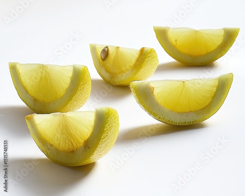 Lemon Wedge Slices. Fresh Raw Citrous Fruit with Organic Peel