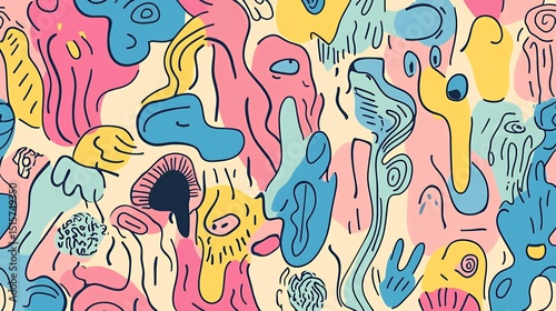 Abstract Colorful Shapes Organic Design Artwork