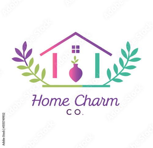 Home Charm Logo – Sweet Home Decor Brand with Floral Frame