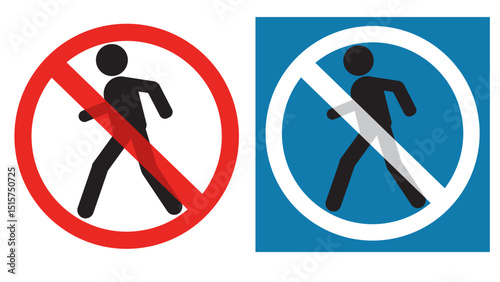 No access for pedestrians prohibition sign, vector illustration.