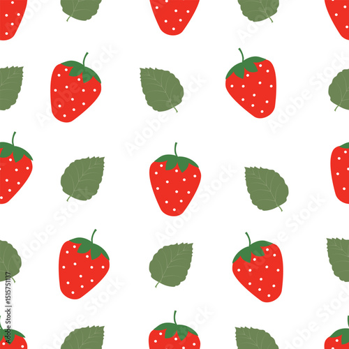 Strawberry seamless pattern isolated on white background. Vector hand drawn illustartion.