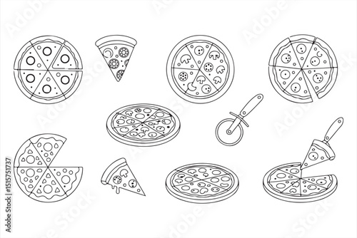 Melting Cheese Pizza Slices with Toppings and Crust for Culinary Design