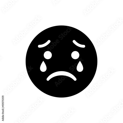 Crying Face Emoji Icon Showing Sadness and Tears
