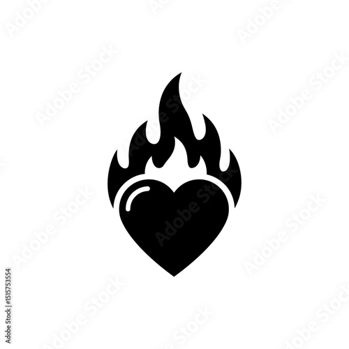 Flame Heart Burning Icon for Passion and Love