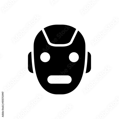 Robot face tech icon representing artificial intelligence and robotics