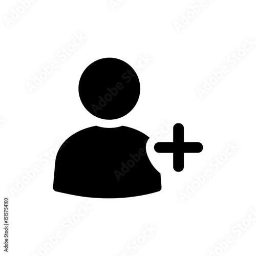 User Add Icon with Person and Plus Sign for Adding New User