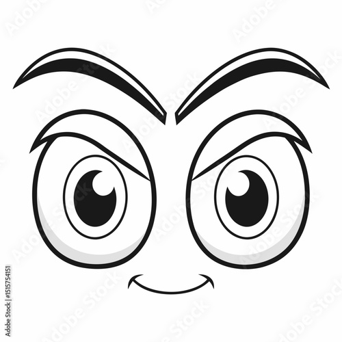 Cartoon face with mischievous eyes and smirk