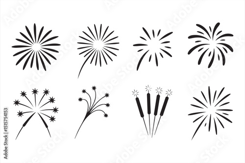 Festive Fireworks Sparkler Vectors for Creative Holiday and Party Designs