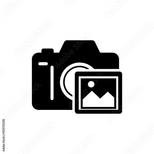 Camera with Gallery Icon Representing Photo Collection and Albums