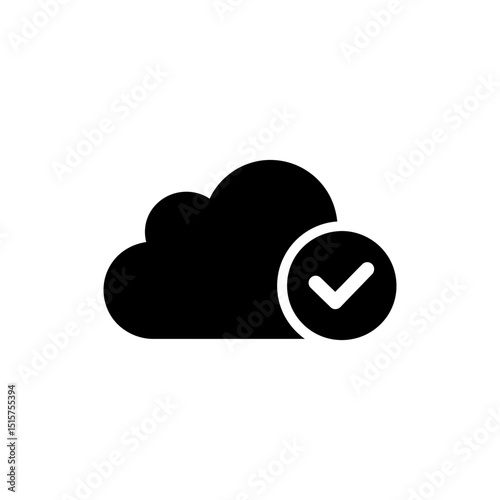 Cloud with Check Mark Symbol for Secure Online Storage