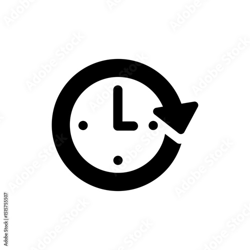 Clock with Rotating Arrow Icon Representing Time Refresh or Update