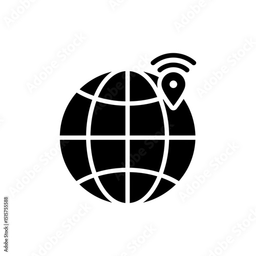 Globe with WiFi Dot Icon Representing Global Wireless Connectivity