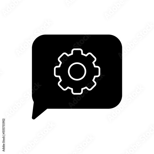 Text Bubble Icon With Gear Representing Messaging Settings or Support