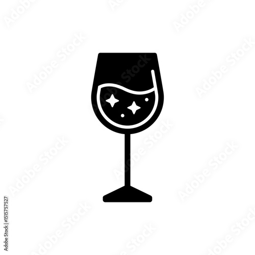 Wine Glass with Sparkle Fill and Cut Design
