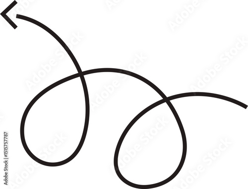 Arrow icon. Hand drawn black line doodle arrow, curve arrow vector. Sketch curved dashed arrows design isolated on transparent background. Direction shape for web and app.
