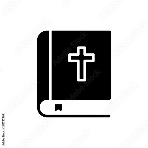 Closed Bible with Cross on the Cover for Religious Symbolism