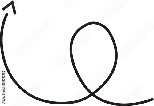Arrow icon. Hand drawn black line doodle arrow, curve arrow vector. Sketch curved dashed arrows design isolated on transparent background. Direction shape for web and app.