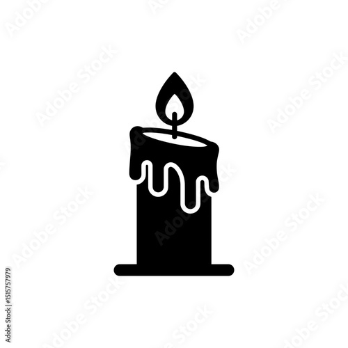Candle with melted wax dripping down the sides