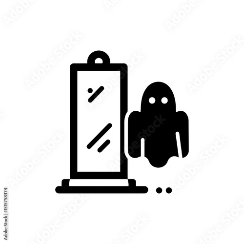 Ghost Reflected in Mirror for Creepy Paranormal Halloween Scene