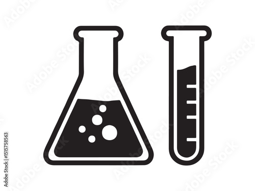 Laboratory Glassware Icon: Flask and Test Tube for Science Experiment