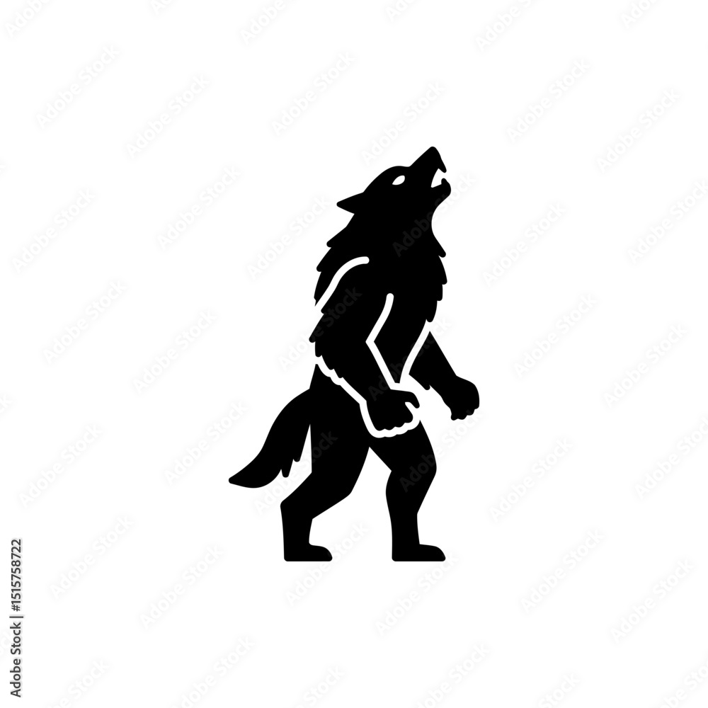 Fototapeta premium Full Body Werewolf Howling at the Moon, Halloween and Horror Theme