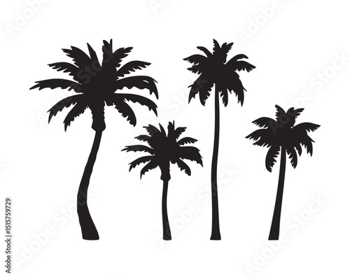 palm trees silhouettes vector EPS file.