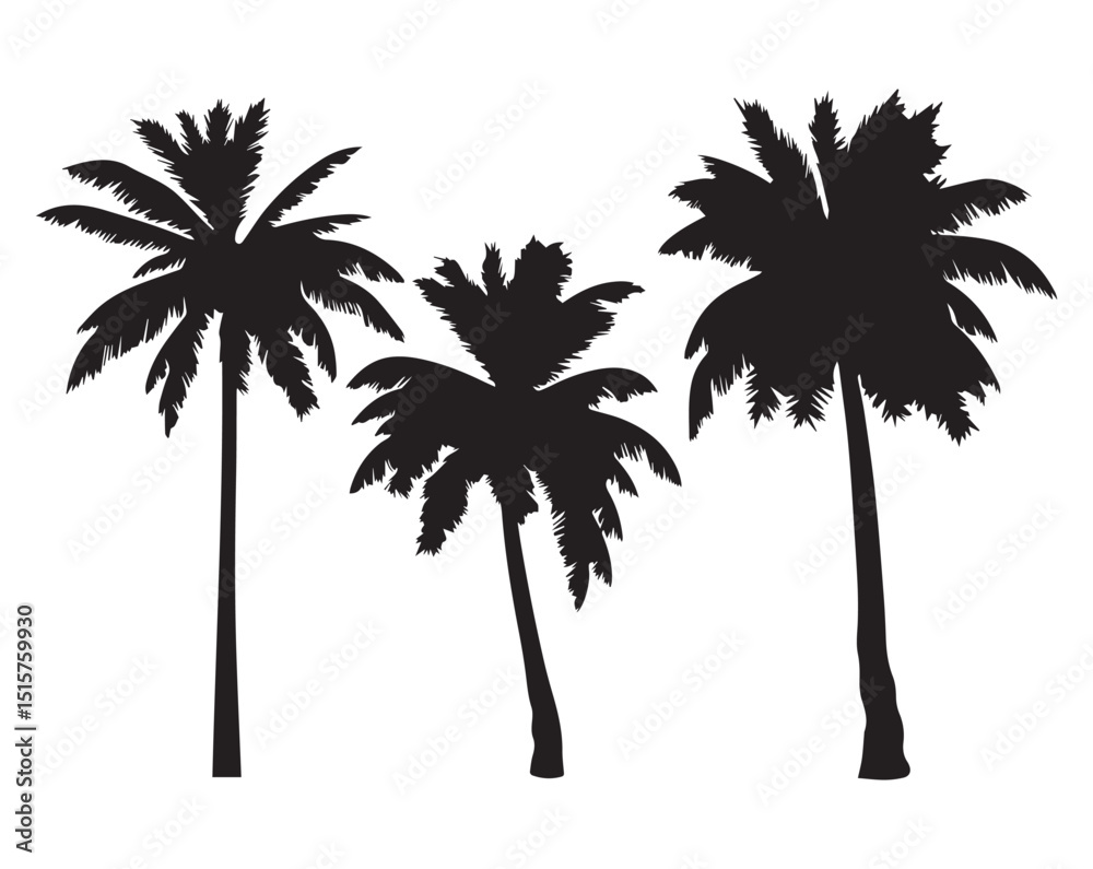 palm trees silhouettes vector EPS file. palm trees silhouettes vector EPS file.