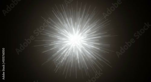 Abstract White Light Burst Emanating From Center on Dark Background