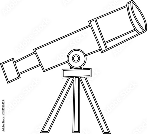telescope astronomy icon, Natural science line icons, A sleek design featuring a telescope on a tripod, ideal for astronomy and educational materials. silhouette vector art flat design template