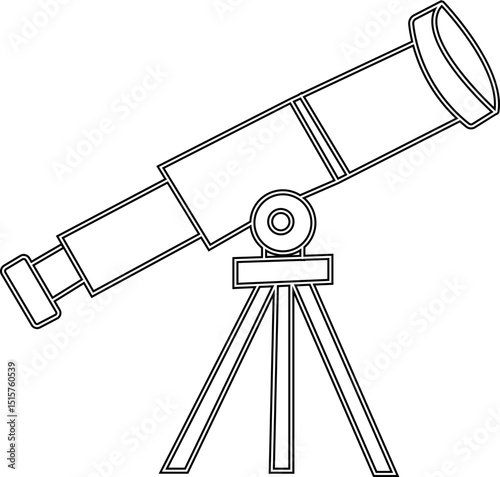 telescope astronomy icon, Natural science line icons, A sleek design featuring a telescope on a tripod, ideal for astronomy and educational materials. silhouette vector art flat design template