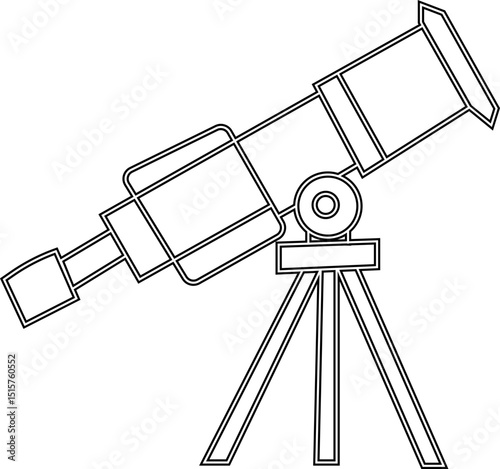 telescope astronomy icon, Natural science line icons, A sleek design featuring a telescope on a tripod, ideal for astronomy and educational materials. silhouette vector art flat design template